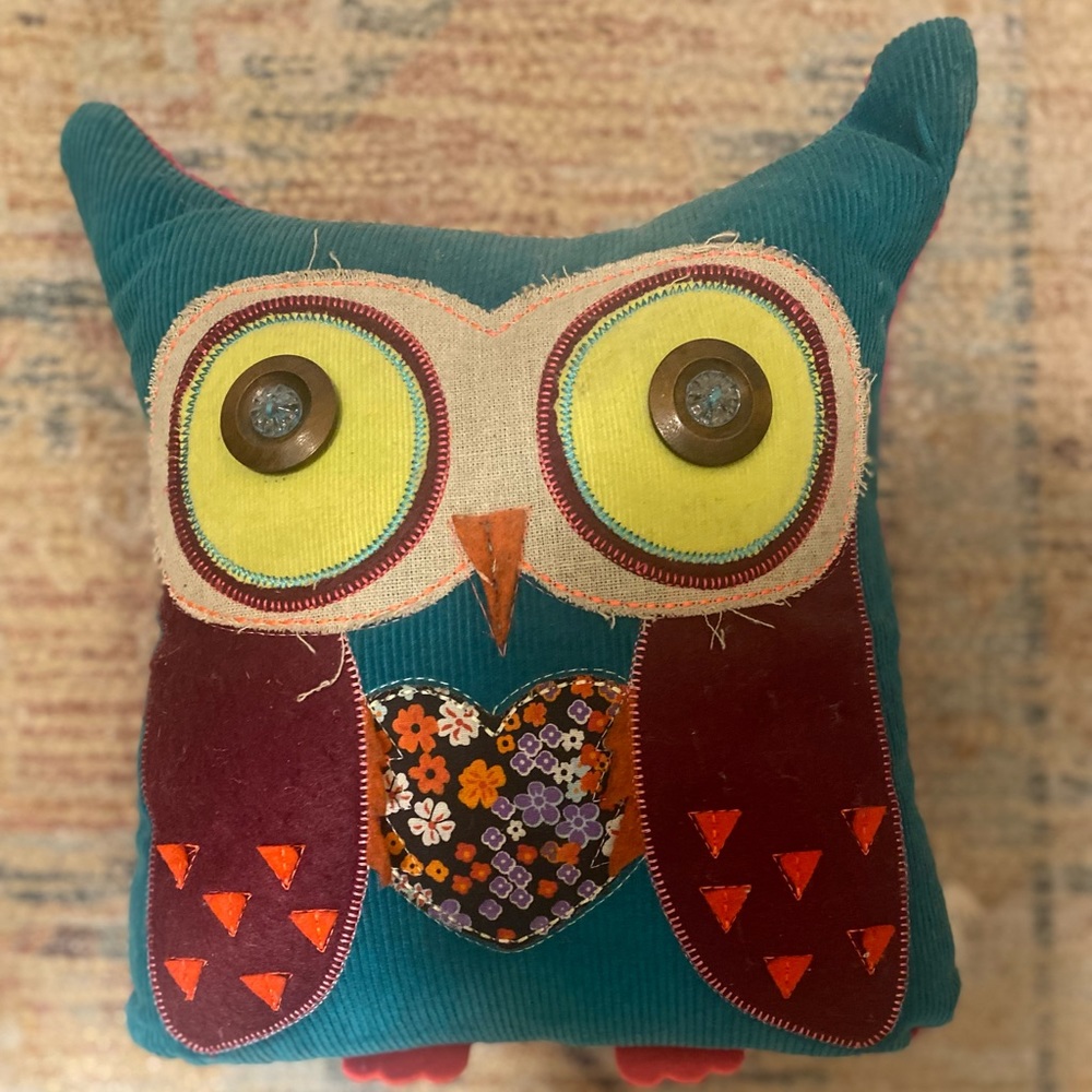 Natural Life Owl Pillow.  Vintage | Boho decor. Eclectic. 10”x 10”